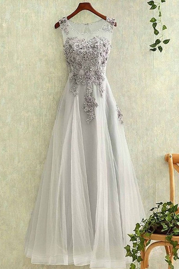 Elegant Tulle Backless Prom Dress with Appliques, Cheap Homecoming Dress,M82