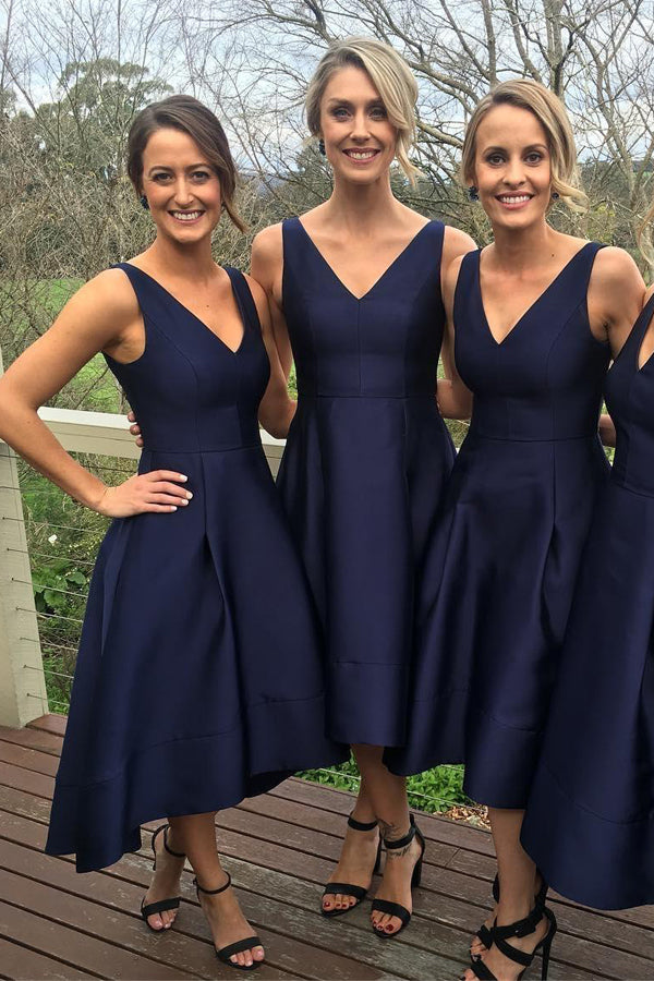 Navy Blue A-line High Low Simple Bridesmaid Dress,Wedding Party Dress Simidress Navy Blue A-line High Low Simple Bridesmaid Dress,Wedding Party Dress Simidress