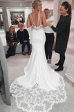 Mermaid Satin Lace Spaghetti Straps Sweetheart Neck Wedding Dresses, SW571 | satin wedding dresses | lace wedding gown | cheap wedding dresses online | simidress.com