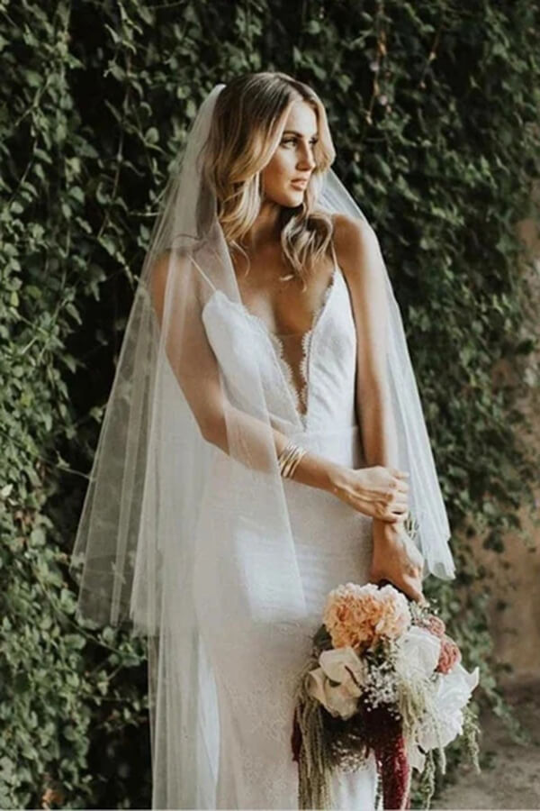 Mermaid V-neck Backless Wedding Dresses With Train, Wedding Gowns, SW581 | beach wedding dresses | wedding dresses stores | wedding dresses near me | lace wedding dresses | simidress.com