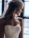 Modest Tulle Lace A-line Sweetheart Wedding Dresses with Appliques, SW416 | lace wedding dresses | wedding gown | ivory wedding dress | cheap wedding dresses | www.simidress.com