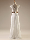 Sexy V-neck Side Slit Wedding Party Dresses,Cap Sleeves Prom Dresses,Fashion Prom Dress,SVD506