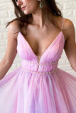 Ombre Beaded Spaghetti Straps V Neck Prom Dresses, Graduation Dress, SP684 | long prom dresses | evening dresses | formal dresses | prom gowns | party dresses | www.simidress.com