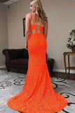 Orange Sequins Mermaid Two Pieces Prom Dress, Long Formal Dresses, SP917 | shiny prom dresses | evening gown | cheap long prom dress | simidress.com