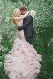 Organza Mermaid Sweetheart Beaded Wedding Dresses With Tiered Train, SW498 | tulle wedding dress | pink wedding dresses | wedding gown | www.simidress.com