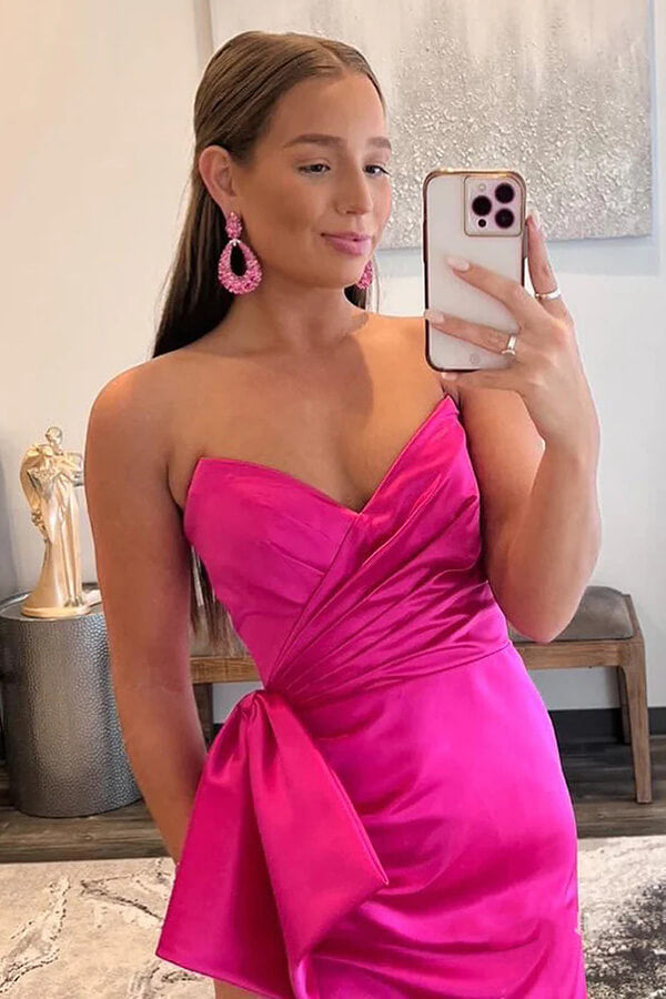 Pink prom dress | satin prom dress | simple prom dress | simidress.com