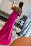 Pink Floor Length Strapless Prom Dresses With Bowknot, Evening Dress, SP875 | sheath prom dresses | party dresses | evening dresses | simidress.com