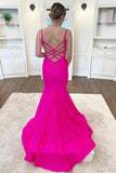 Pink Satin Mermaid V-neck Simple Prom Dresses, Long Formal Dresses, SP947 | mermaid prom dresses | prom dresses online | evening gown | simidress.com