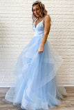 Pink Tulle A-line Spaghetti Straps Prom Dresses With Ruffles, Evening Dresses, SP790 | evening gowns | long formal dresses | cheap long prom dress | www.simidress.com