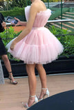 Pink Tulle Strapless Short Homecoming Dress, Princess School Party Dresses, SH578 | homecoming dresses online | homecoming dresses near me | homecoming dresses stores | simidress.com