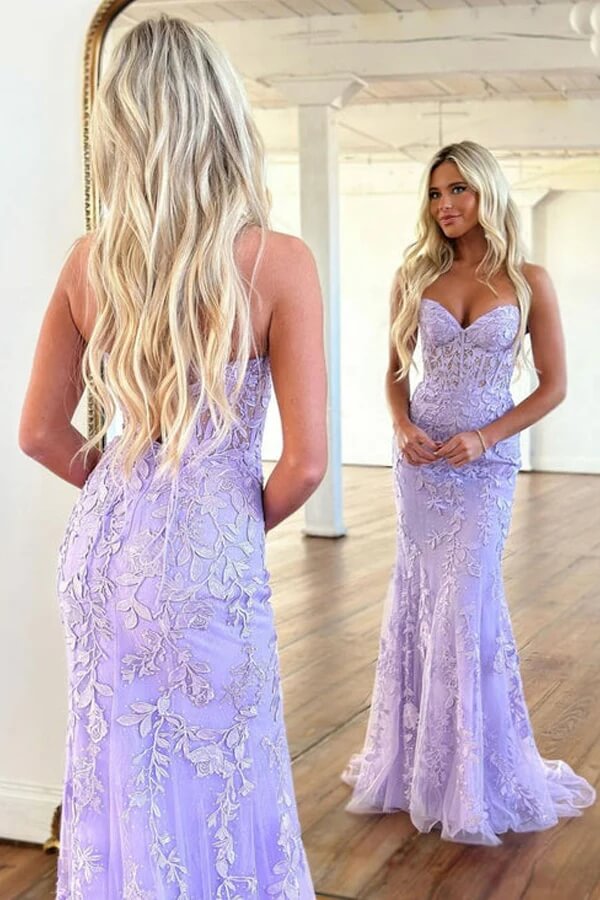 Purple lace prom dresses | long prom dresses | evening dresses | simidress.com