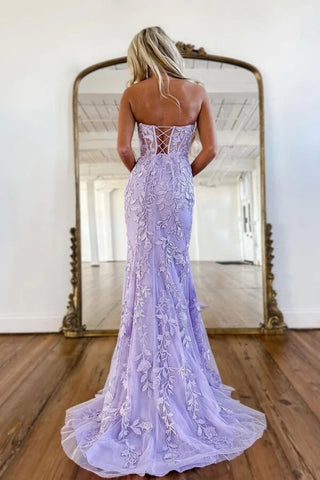 Purple Tulle Mermaid Sweetheart Neck Lace Appliques Long Prom Dress, SP897 | cheap long prom dresses | tulle prom dresses | evening gown | simidress.com