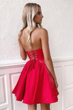 Red A-line Satin Sweetheart Neck Homecoming Dress, Short Prom Dresses, SH580 | cheap homecoming dress | homecoming dresses online | sweet 16 dress | www.simidress.com​