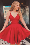 Red A-line V-neck Spaghetti Straps Homecoming Dresses, Graduation Dress, SH601 | red homecoming dresses | short party dresses | homecoming dresses cheap | simidress.com