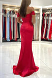 Red Mermaid Off Shoulder Sweetheart Long Prom Dresses, Evening Dress, SP895 | prom dress with slit | cheap long prom dresses | simple prom dresses | simidress.com