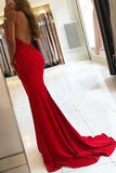 Red Mermaid V-neck Backless Prom Dresses With Lace, Formal Dresses, SP955 | cheap long prom dresses | evening gown | party dress | simidress.com