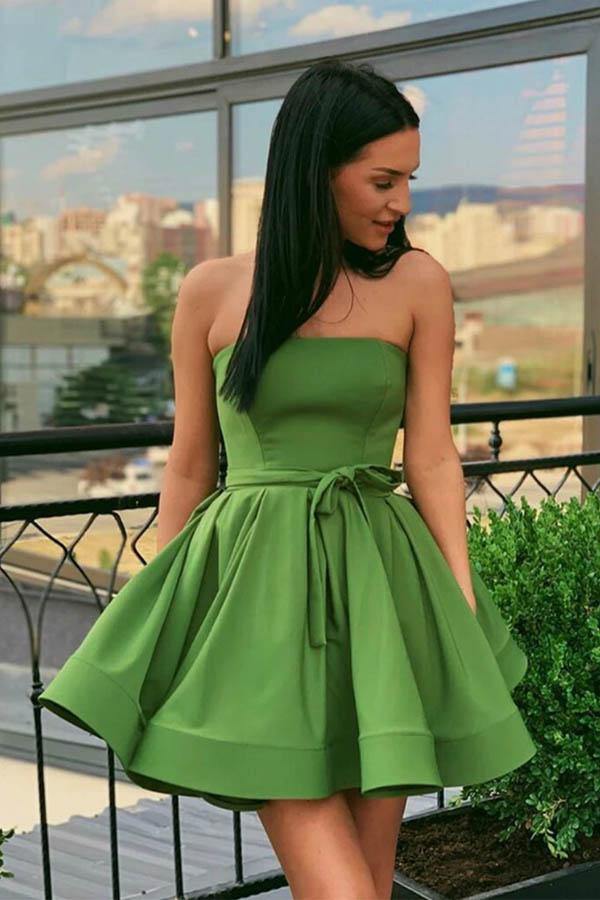 Red Satin A-line Strapless Short Homecoming Dresses SH567 | Simidress Red Satin A-line Strapless Short Homecoming Dresses SH567 | Simidress