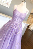 Red Tulle A-line Spaghetti Straps Lace Appliques Prom Dress, Evening Gown, SP764 | lavender prom dress | evening gown | lace long prom dress | www.simidress.com