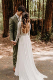 Romantic Vintage Lace Scoop Long Sleeves Wedding Dresses, Bridal Gowns, SW424 | vintage wedding dress | long sleeves wedding dress | wedding gowns | bridal gowns | www.simidress.com