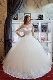 Romantic White Lace Half Sleeves Ball Gown Wedding Dresses, Bridal Gowns, SW463