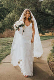 Rose Lace A-line Spaghetti Straps Sweetheart Beach Wedding Dresses, SW506 | cheap wedding dresses | beach wedding dresses | wedding gown | www.simidress.com