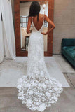 Rose Lace A-line Spaghetti Straps Sweetheart Beach Wedding Dresses, SW506 | boho wedding dresses | bridal outfit | wedding dresses online | www.simidress.com