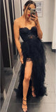 Rust Tiered Tulle Ruffles A-line Sweetheart Long Prom Dresses, Evening Dress, SP836