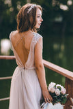 Rustic Tulle A-line Cap Sleeves Boho Wedding Dress, Cheap Bridal Gown, SW489 | a line wedding dresses | boho wedding dress | beach wedding dress | www.simidress.com