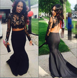 2 Pieces Black Prom Dresses,Mermaid Lace Prom Dress,Dresses For Prom SVD200