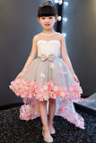 Pretty Pearl Neck High Low Lovely Ball Gown Flower Girl Dresses, Party Dress, SF22