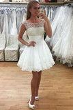 Charming Sheer Short Prom Dress,Lace Appliques Homecoming Dress Party Dress