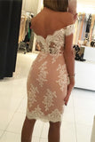 Off Shoulder Bodycon Short Prom Dress,Mid Back Appliques Cheap Homecoming Dress,Party Dress SH147