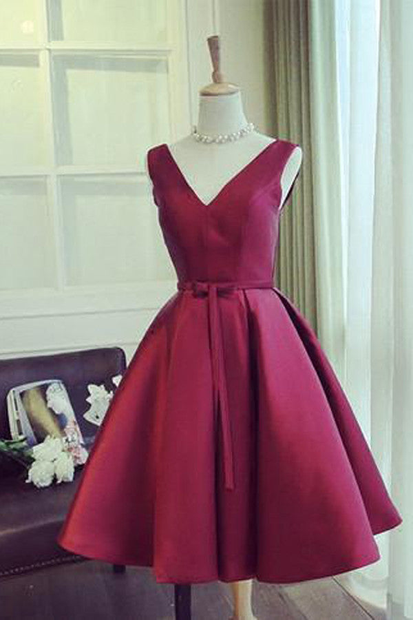 Simple V Neck Short Prom Dress,Sleeveless Homecoming Dress Party Dress