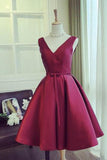 Simple V Neck Short Prom Dress,Sleeveless Homecoming Dress Party Dress