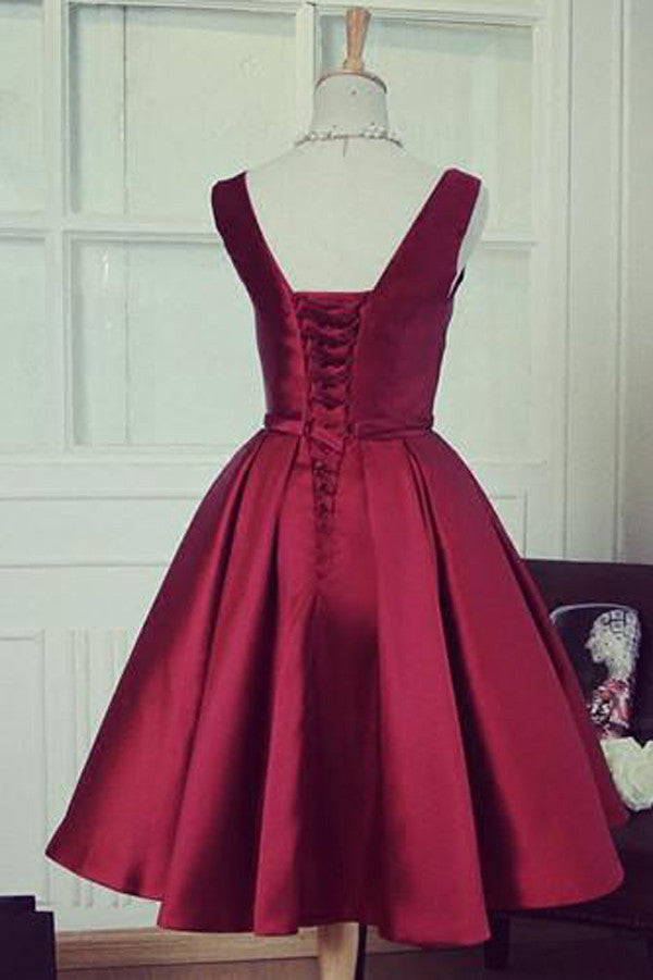 Simple V Neck Short Prom Dress,Sleeveless Homecoming Dress Party Dress,SH115