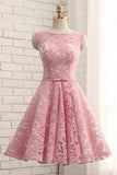 Princess Sheer Short Prom Dress,Appliques Floral Homecoming Dress Party Dress,SH117
