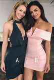 Sexy Tight Short Prom Dress,Simple V Neck Homecoming Dress Party Dress