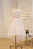 Charming Off The Shoulder Short Prom Dress,Sheer Appliques Homecoming Dress SH126