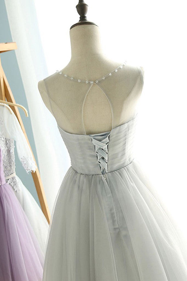 Simple Sheer  Short Prom Dress,Lace Up Pleats Homecoming Dress SH127