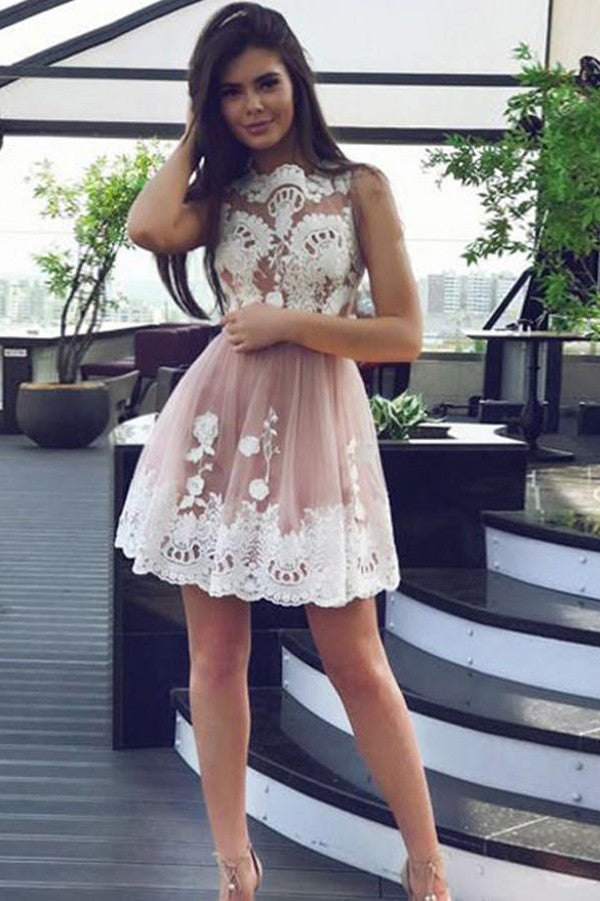 Tulle Sleeveless Short Prom Dress,Lace Up Appliques Homecoming Dress Simidress Tulle Sleeveless Short Prom Dress,Lace Up Appliques Homecoming Dress Simidress