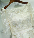 Ivory Off Shoulder Half Sleeve Short Prom Dress,Lace Up Appliques Homecoming Dress SH136