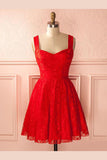 Simple Red Sweetheart Short Prom Dress,Appliques Mid Back Homecoming Dress SH138