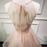 Simple Pink Sheer Homecoming Dresses,Lace Up Short Prom Dress SH145