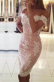 Off Shoulder Bodycon Short Prom Dress,Mid Back Appliques Cheap Homecoming Dress,Party Dress 