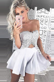 Sexy Sweetheart Short Prom Dress,Sleeveless Hollow Cheap Homecoming Dress,Party Dress