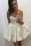 Simple White Sweetheart Short Prom Dress,A Line Mid Back Cheap Homecoming Dress,Party Dress