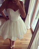 Simple White Sweetheart Short Prom Dress,A Line Mid Back Cheap Homecoming Dress,Party Dress SH161
