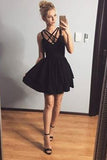 Black Sweetheart Short Prom Dress,Pleats Cheap Homecoming Dress,Party Dress SH162