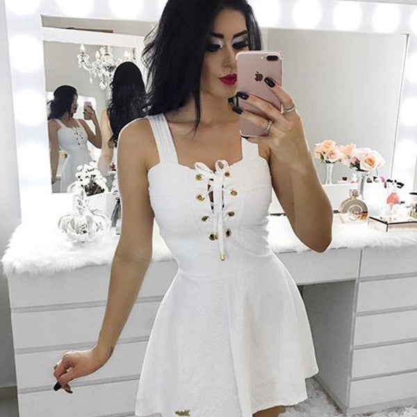 White Satin Short Prom Dress,A-Line Square Homecoming Dress,Party Dress SH169