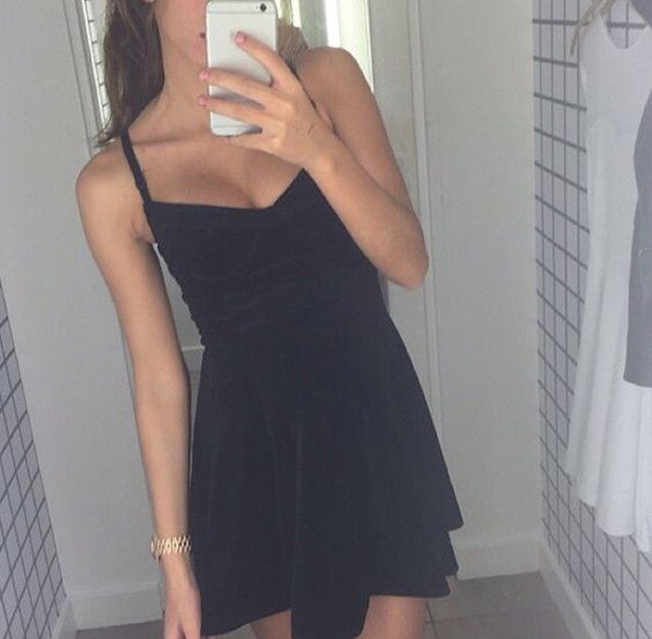 Simple Black Sweetheart Short Prom Dress,Spaghetti Strap Homecoming Dress,Party Dress SH172
